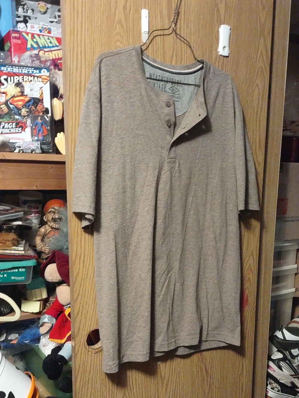 Weatherproof Vintage Taupe and Heather Gray Henley
